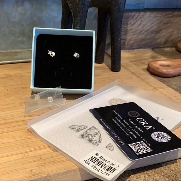 Moissanite Diamond Princess cut Earrings 0.6 cttw, All Inclusive - Picture 2 of 8